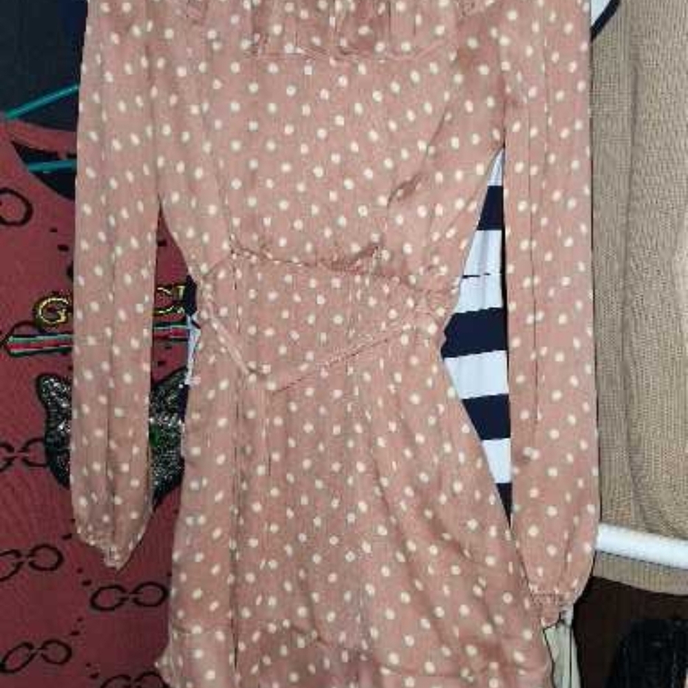HYFVE Polka Dot Midi Dress in Pink and Cream